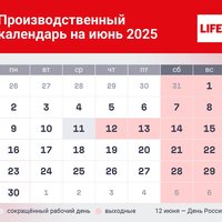 Календарь рабочих дней в июне 2025 года